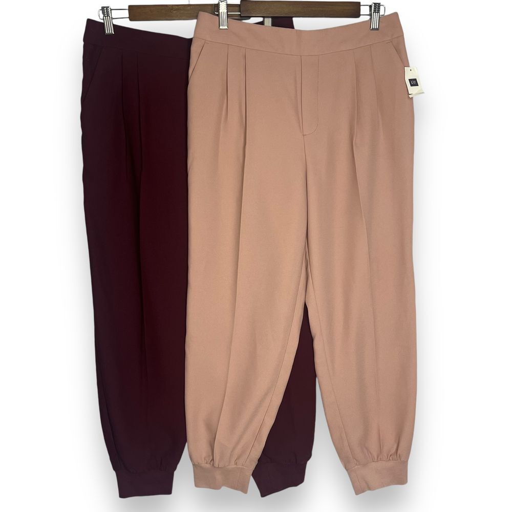 GAP Refined Jogger Pants Bundle of 2‎ Elastic Waist Trousers Burgundy Pink M NWT